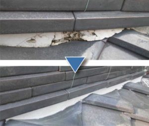 屋根瓦の漆喰再施工